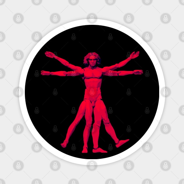 The Vitruvian Man (Red) Magnet by TJWDraws